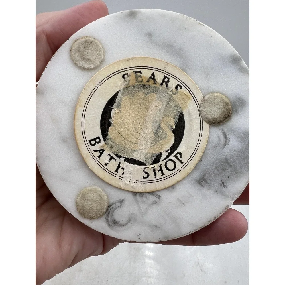 VTG Sears Towel Holder Letter Rack Bath Shop Marble Base Gold Wire Guest